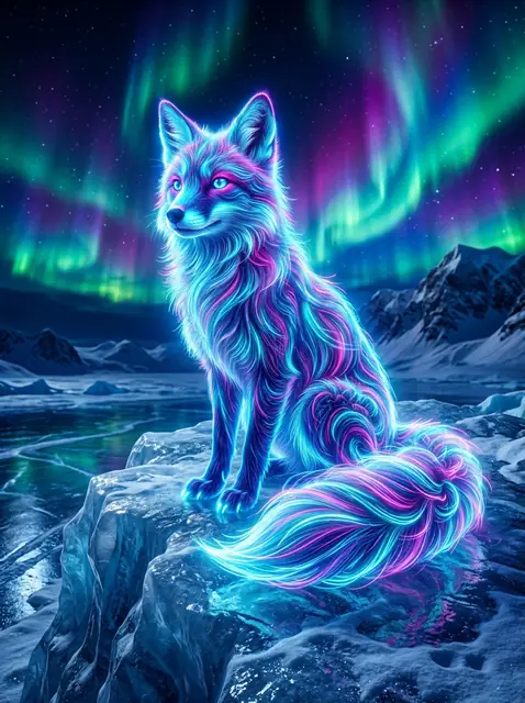 Lumik the glowing arctic fox